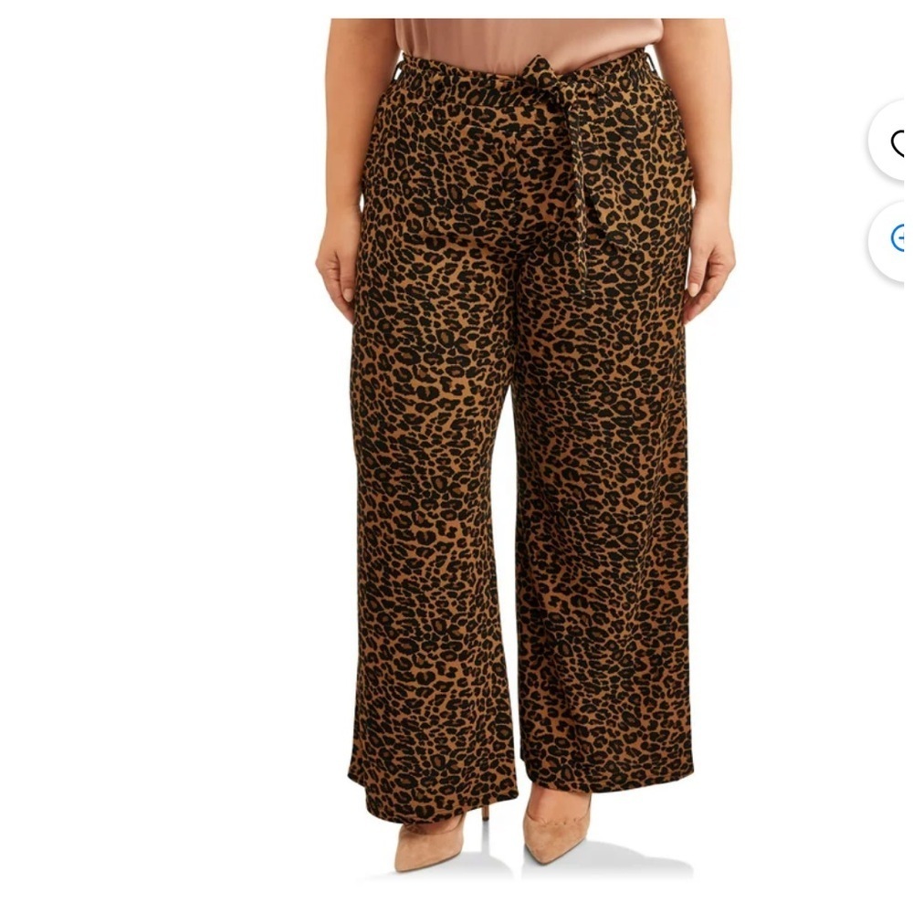 Plus petite women’s leopard print WIDE leg full line stretchy knit pants  2XP - Picture 14 of 14